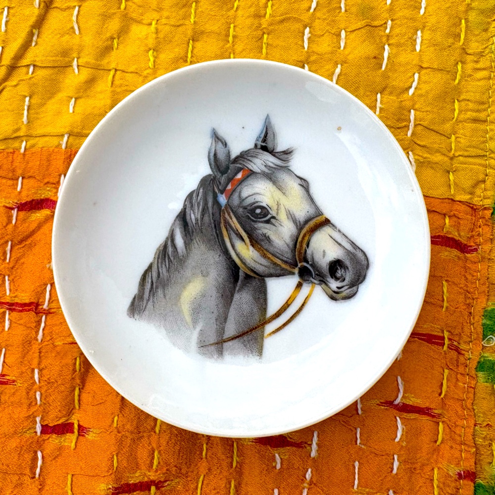 Four Vintage Horse Butter Pats 4" Japan - Picture 2 of 4